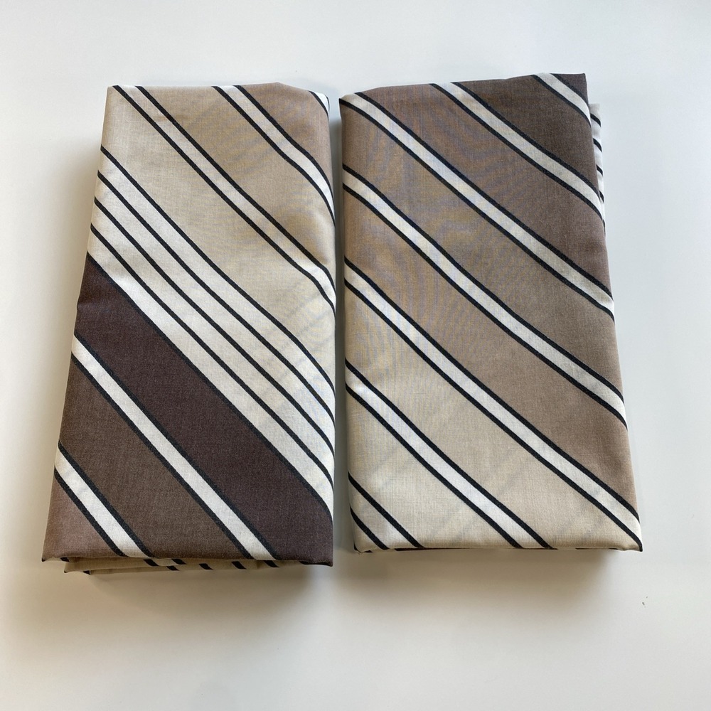 Vtg 1980 Wondercale by Springmaid Standard Pillowcases Ombre Brown Striped Set 2